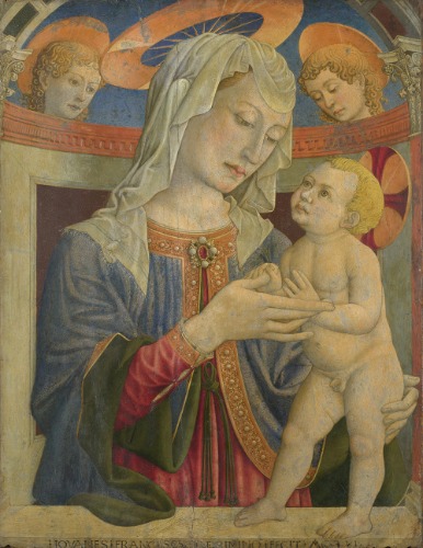 성모와 아기 예수 및 두 천사